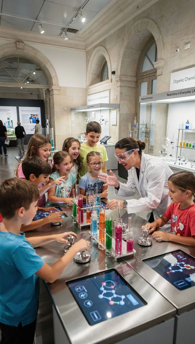 Illustration von organischen und anorganischen Molekülen in einer chemischen Reaktion.