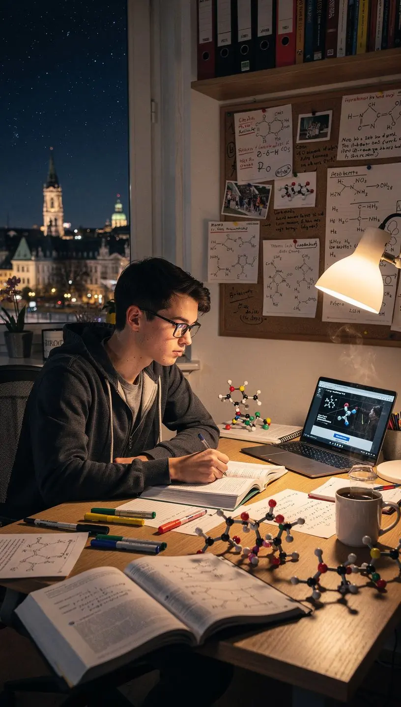 Illustration von organischen und anorganischen Molekülen in einer chemischen Reaktion.