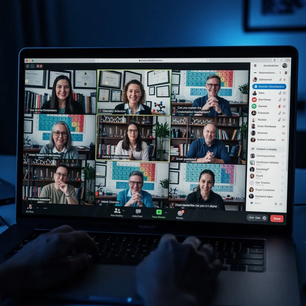 Illustration von organischen und anorganischen Molekülen in einer chemischen Reaktion.